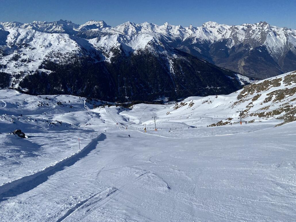 Greppon Blanc: die Piste am Tellerlift ist hart mit eisigen Stellen.