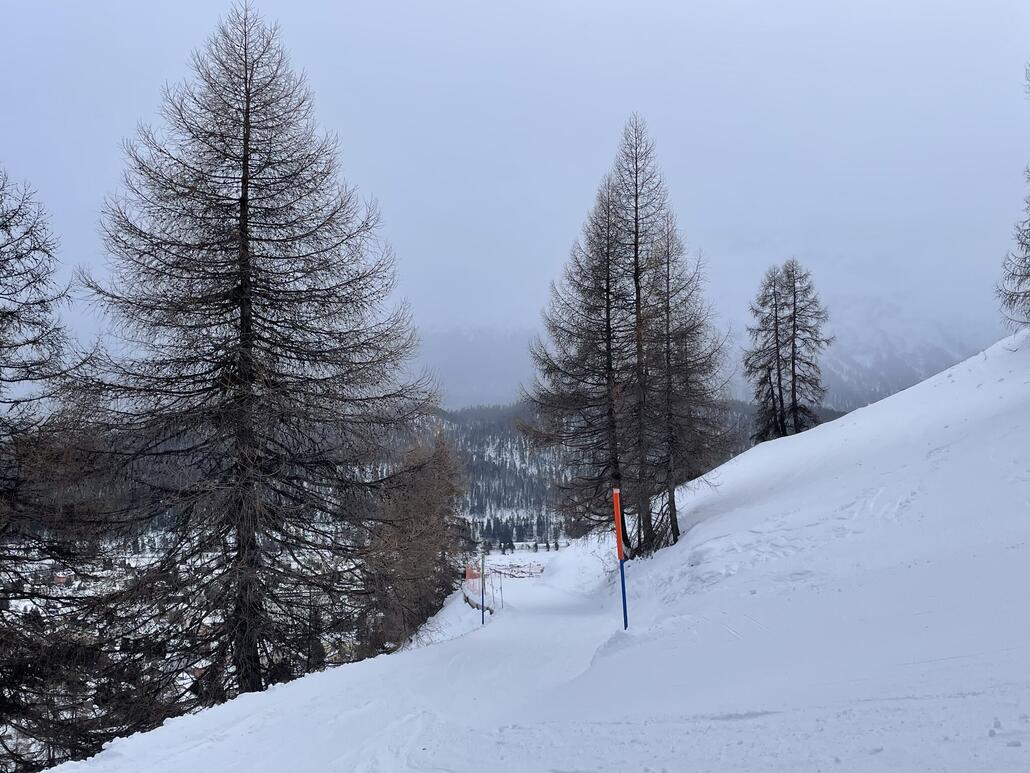 Die Sesselbahn im Tal und der kurze Tellerlift überbrücken die Zeit mit sehr wenig Sicht oben.