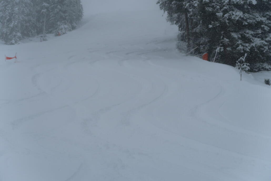 Mein heutiger Privatabschnitt. Bis auf eine Spur von Pistenschilder kontrolleur sind alle anderen von mir