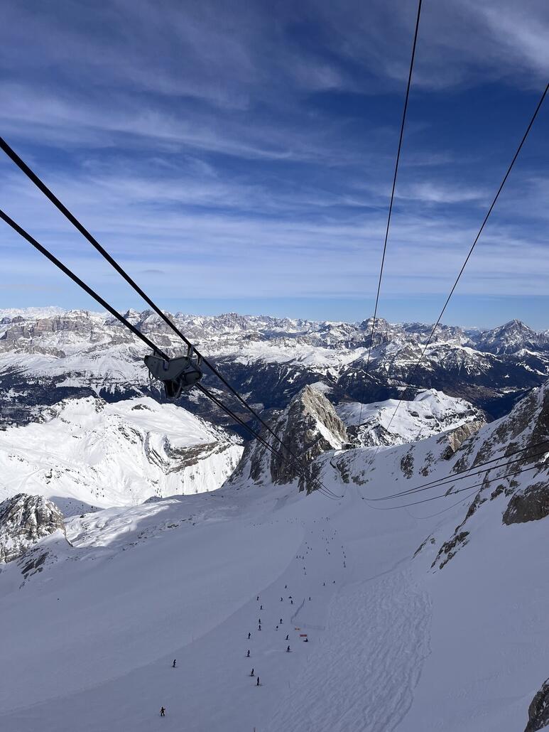 Wie immer ein faszinierender Blick :) am rechten Bildrand sieht man die Verengung, da von oben einiges an Schnee runter gekommen ist, kurz dahinter habe ich mich mit der Nose im Schnee eingegraben und bin abgeflogen.