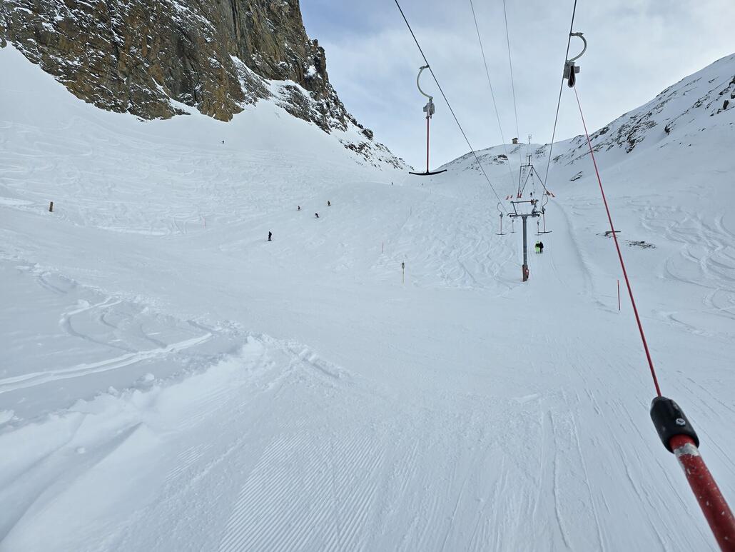 Egginerjoch, Piste von unten gesehen