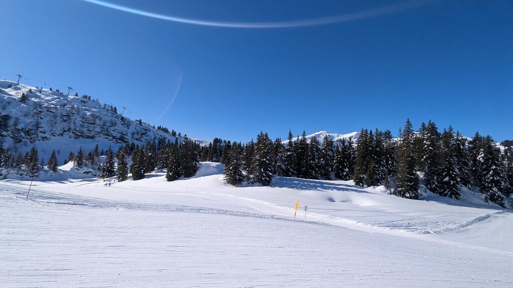 Drüben angekommen, links im Hintergrund die TSD Lac Noir-Chaux Ronde, rechts die TSD Petit Chamossaire
