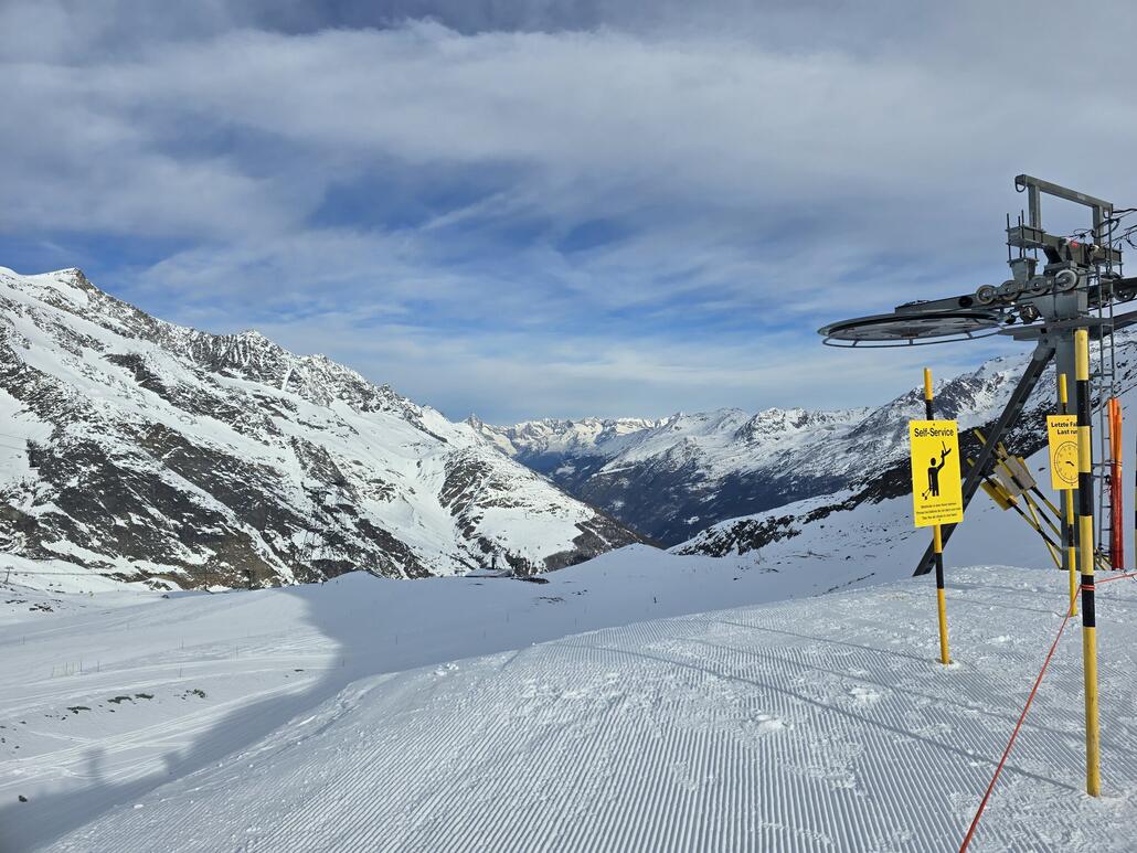 An der Talstation fes Egginerjoch bei nun überraschend gutem Wetter.