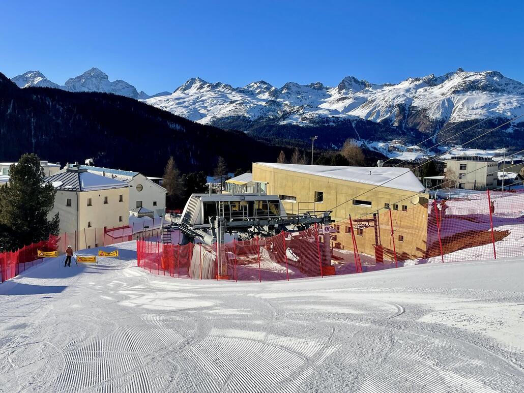 Talstationen mit Skilift und Sessellift Languard