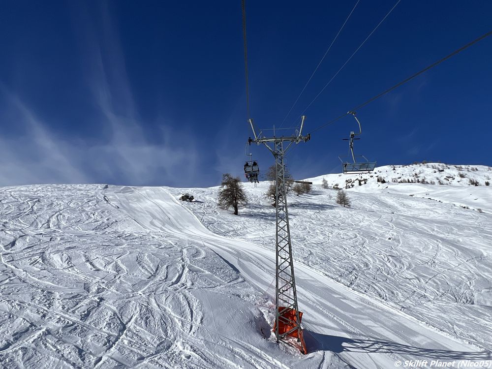 Erste Sektion der Talabfahrt frisch präpariert