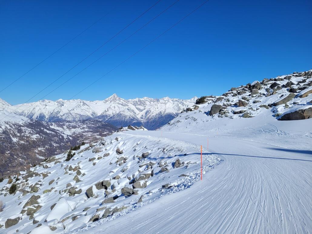 Die Piste nach Stafel mit tollen Abschnitten im oberen und unteren Teil, in der Mitte leider mit einem längeren Ziehwegstück