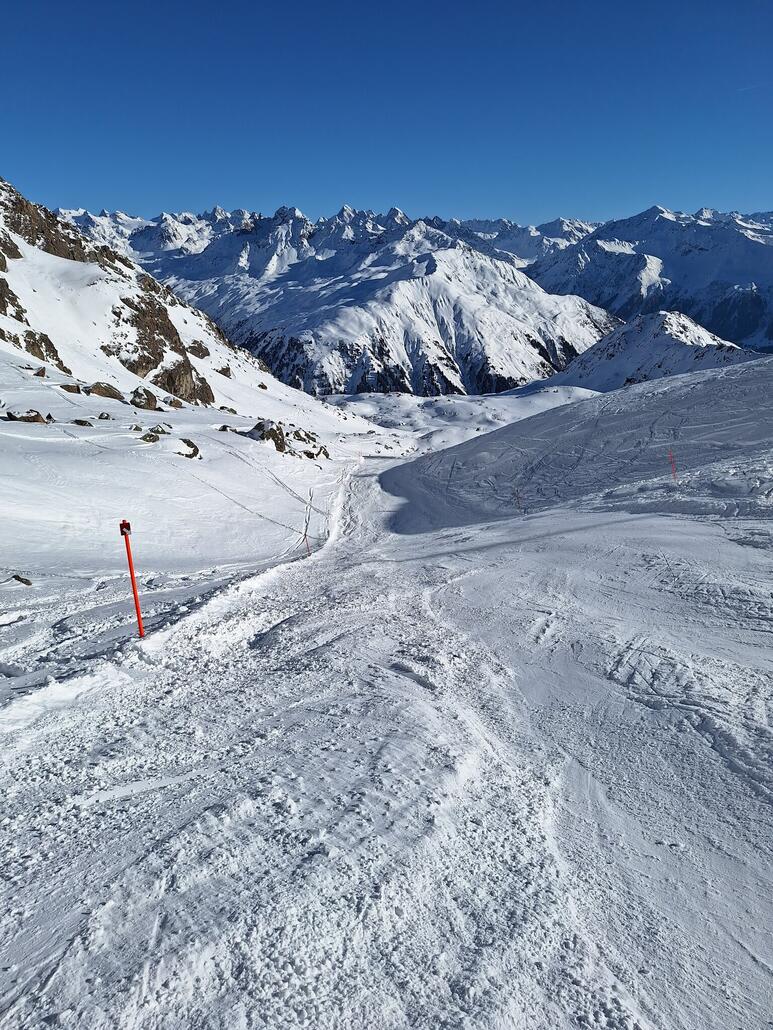 Start zur letzten Abfahrt am Madrisalift