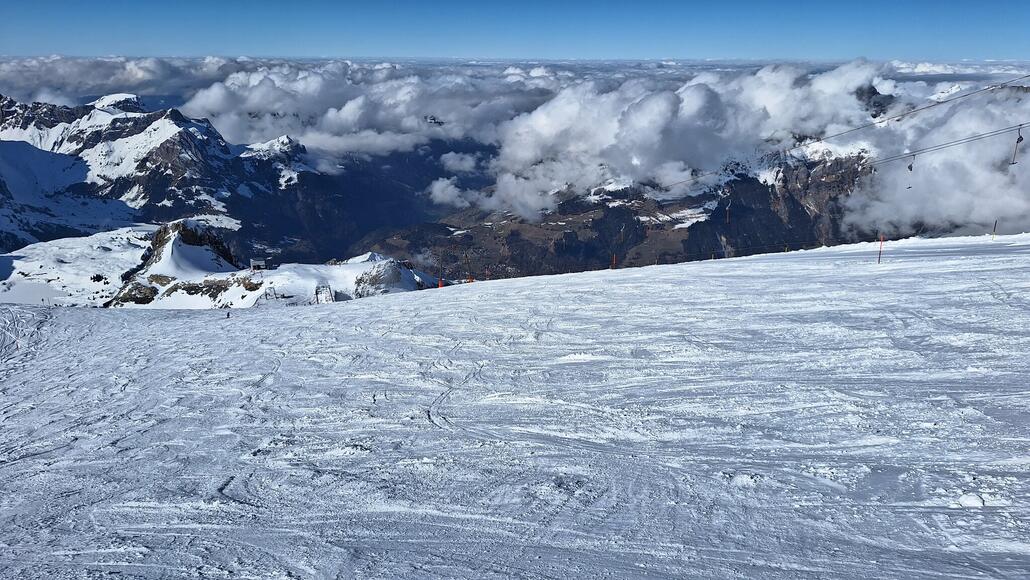 Am Titlis oben nicht so gut heute unruhige Pisten