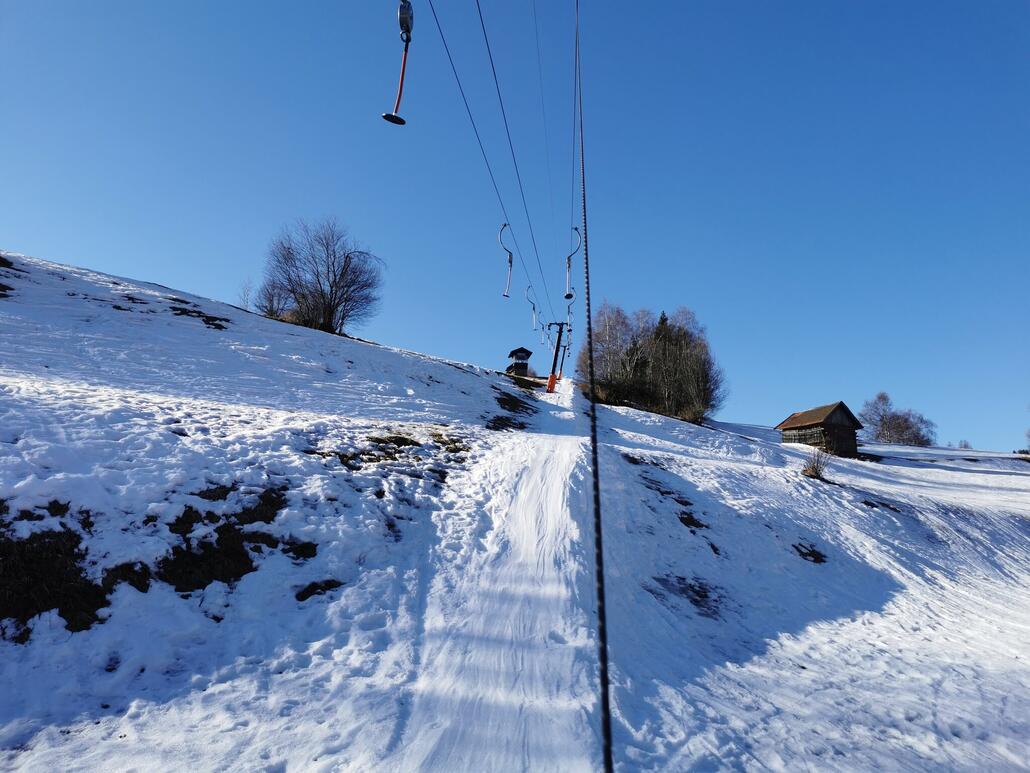 2. Bereits in Ladis. Einfahren am dortigen Übungs Teller.