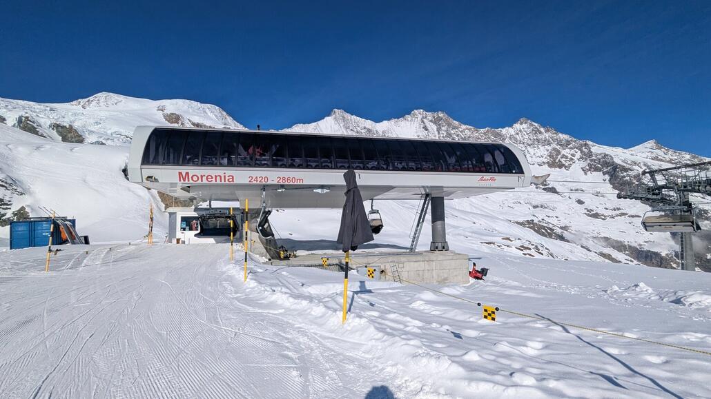 Auch schöne Pisten an der 6er Sesselbahn, Ende März auch morgens schon großteils in der Sonne!