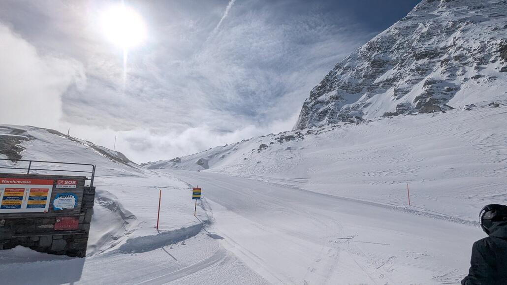 Oben an der Plattjen Bahn kommt man dann gerade wieder aus dem Hochnebel in die Sonne