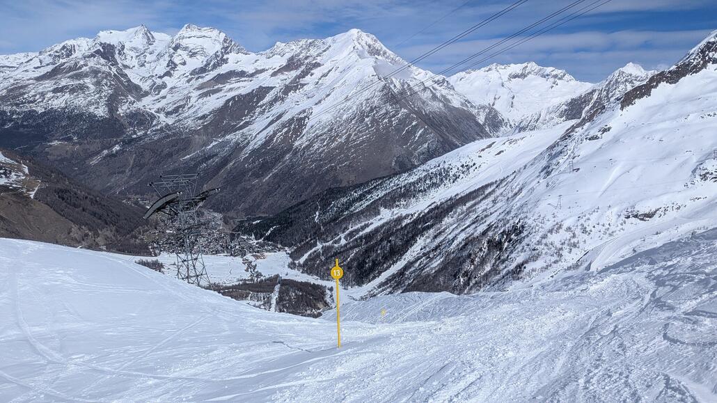 Auch die Skiroute am Spielboden war gut zu fahren, hier war der Schnee aber schon etwas eisiger als am Felskinn