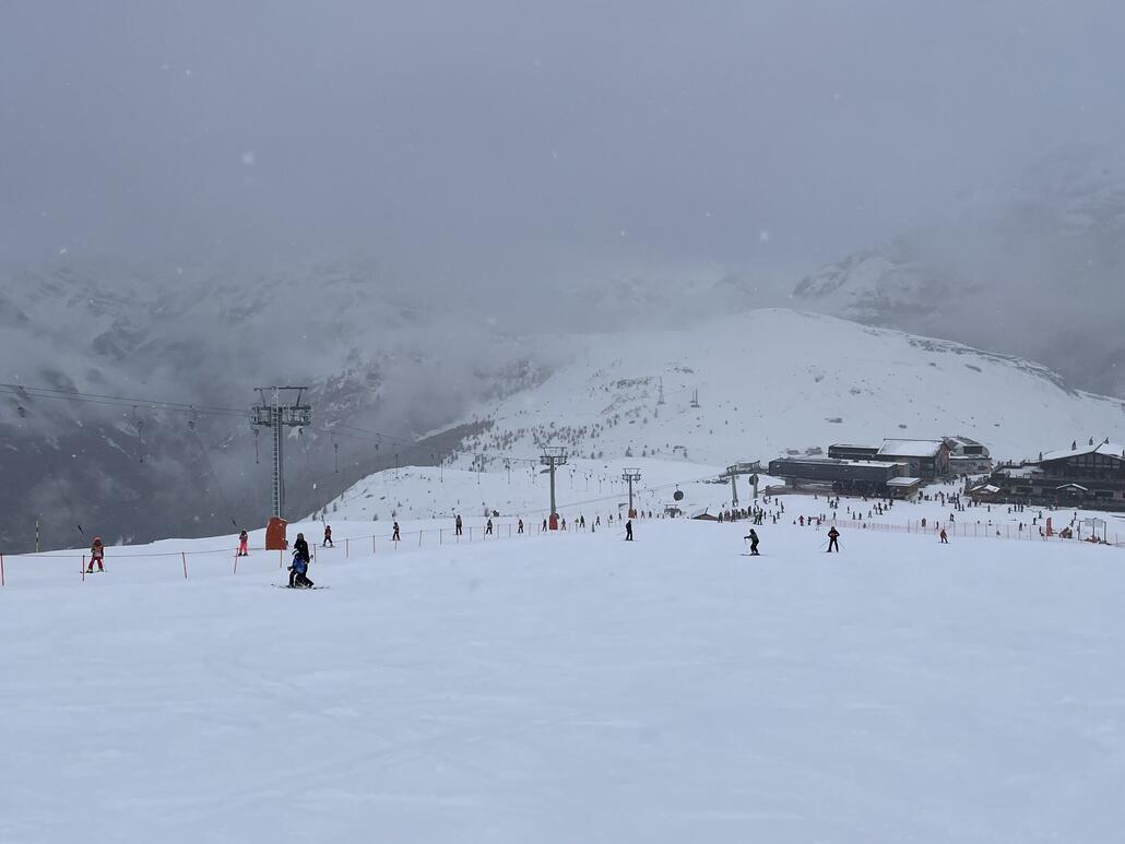 Der Übungslift am Mottolino war auch sehr stark besucht.