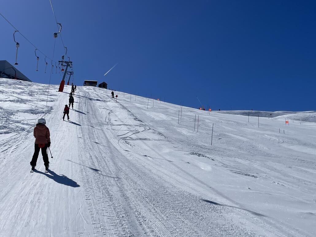 Die direkte Piste ist wieder gesperrt am Planon