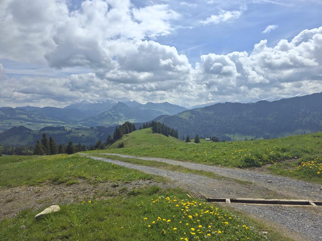 Blick übers Toggenburg Richtung Säntis und Churfirsten