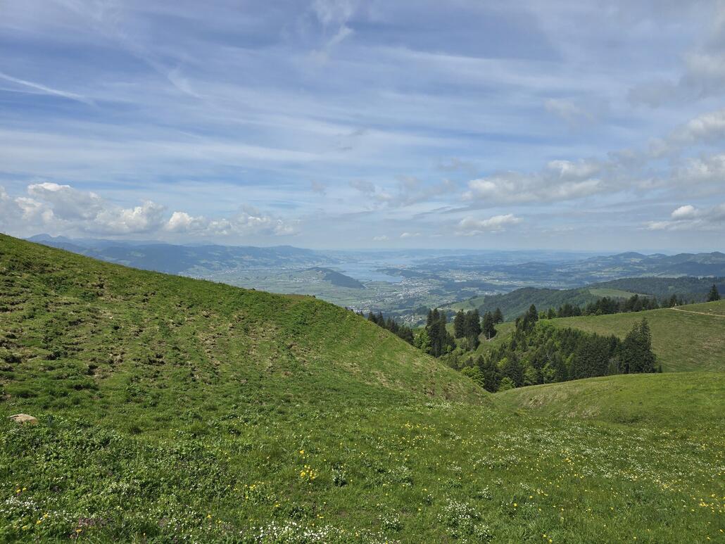 In die andere Richtung ist der Zürichsee zu sehen