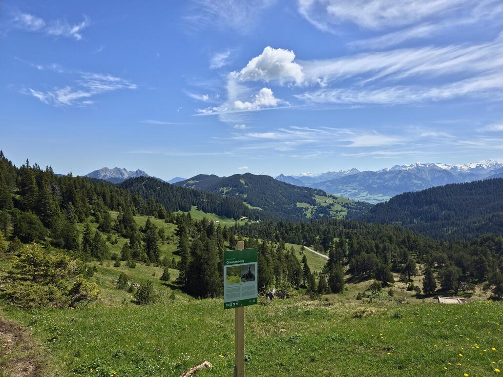 Ausblick über den Aufstiegsweg in Richtung Voralpen