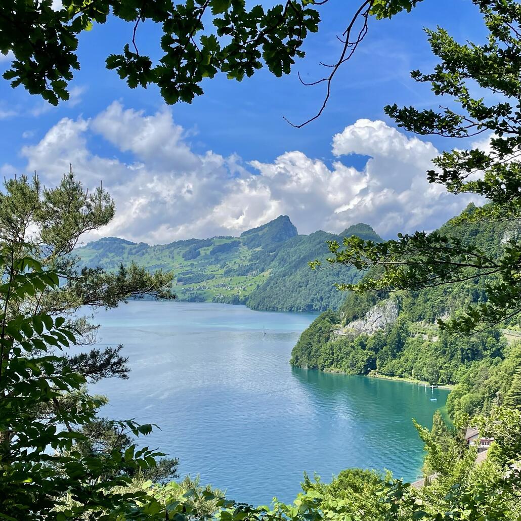 Immer wieder tolle Ausblicke auf den See mit einem unschwierigen Weg.