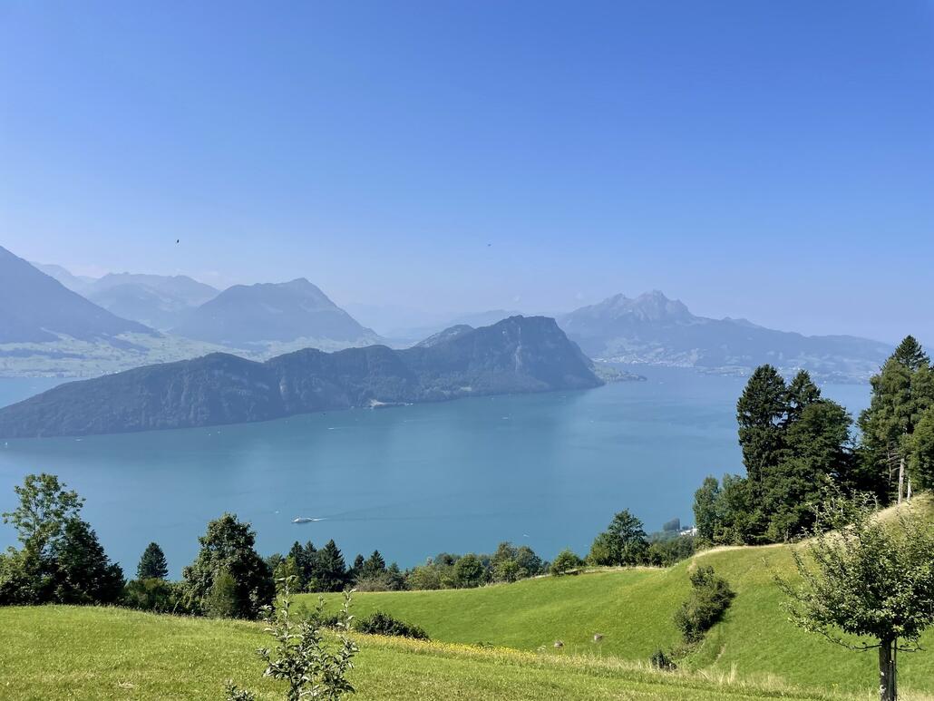 Aussicht zum Bürgenstock mit Stanserhorn und Pilatus dahinter