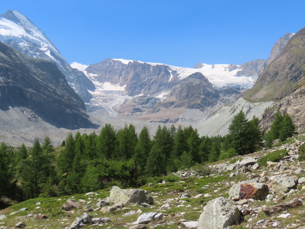 Der Zmuttgletscher hat sich weit zurückgezogen
