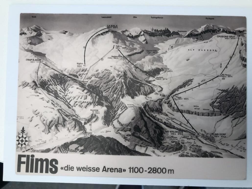 Diese Karte des Skigebiets ist von 1965 (so steht es zumindestens auf der Rückseite)