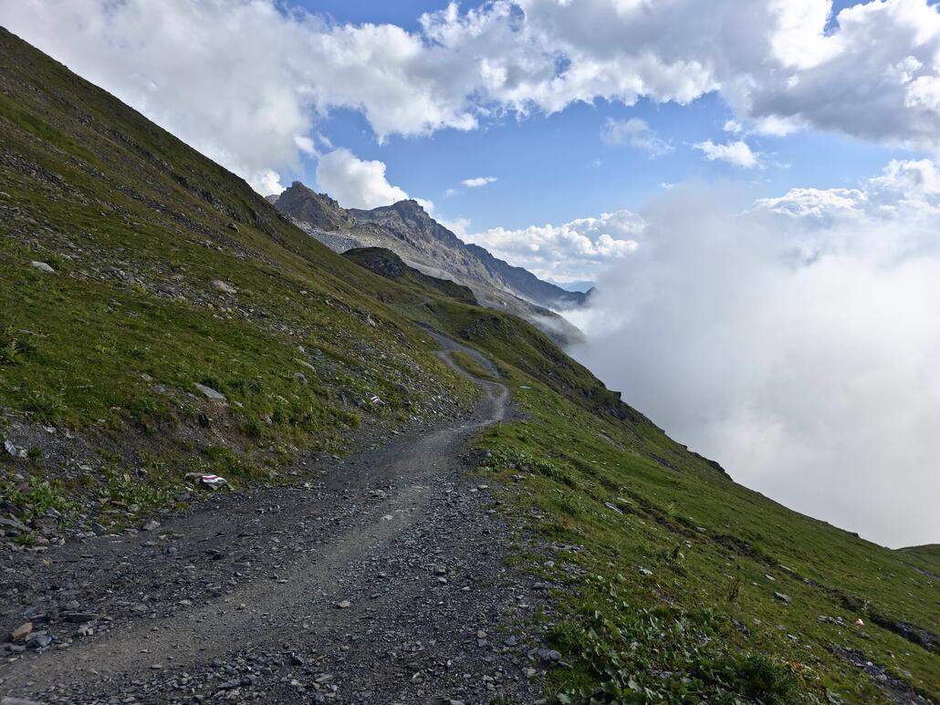 Bike Trail mit Rothorn im Hintergrund.