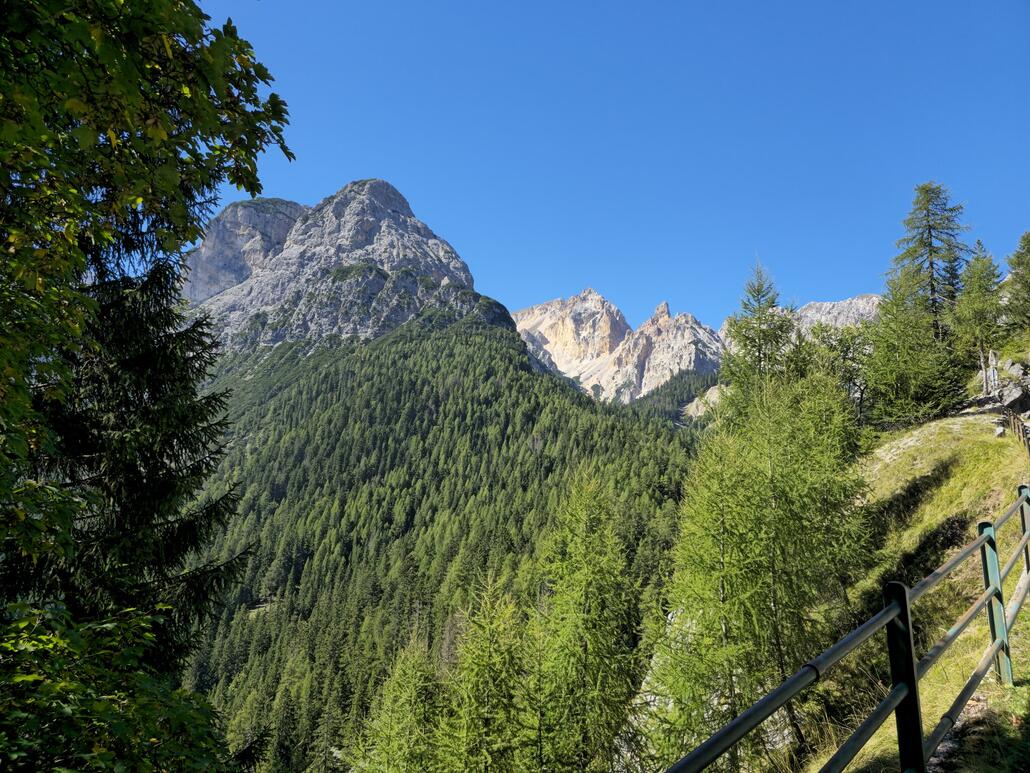 Auch auf dem Aufstieg zur Sennes Alm ergeben sich immer wieder schöne Ausblicke
