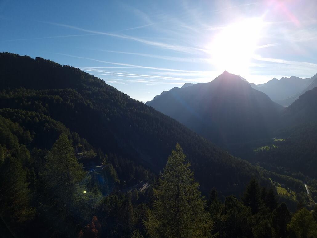 Blick vom Pass ins Val Bregaglia