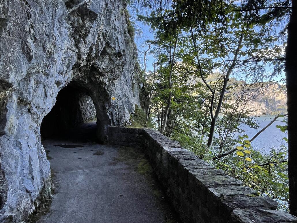 Ein Grossteil auf der alten alten Axenstrasse von 1865. Dies der ganz äusserste Weg