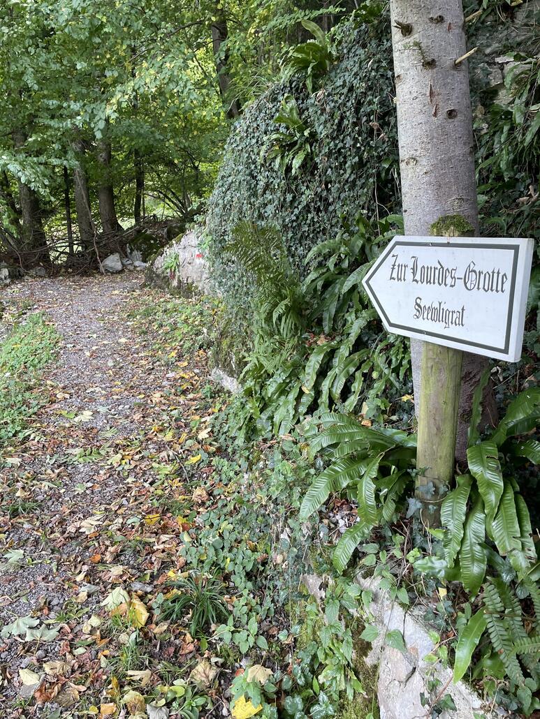 Ausser die Lourdes-Grotte, hier gehts auch für mich wieder hoch.