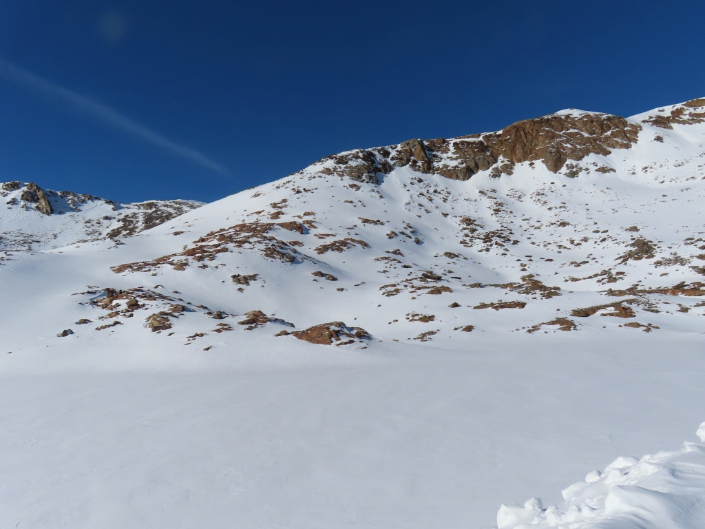 Blick von der Bergstation Hintereis auf den Bereich der früheren Bergstation des gekürzten Liftes.