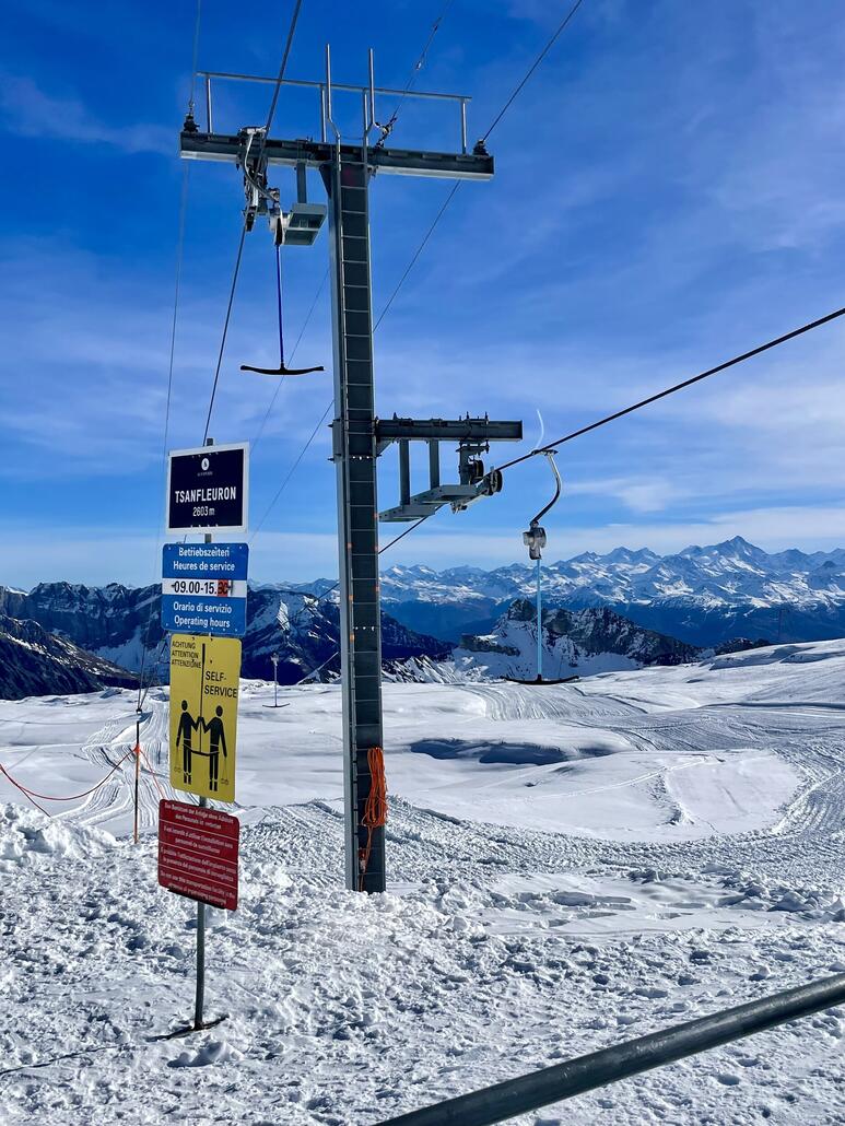 Der SL Tsanfleuron kann momentan nur bis zur Mitte befahren werden.