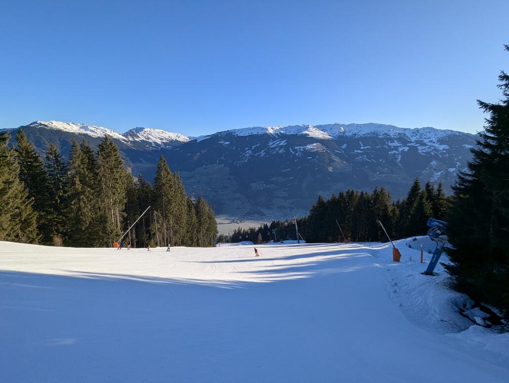 Auf der Talabfahrt, noch gut aber auch hier eher toter Schnee