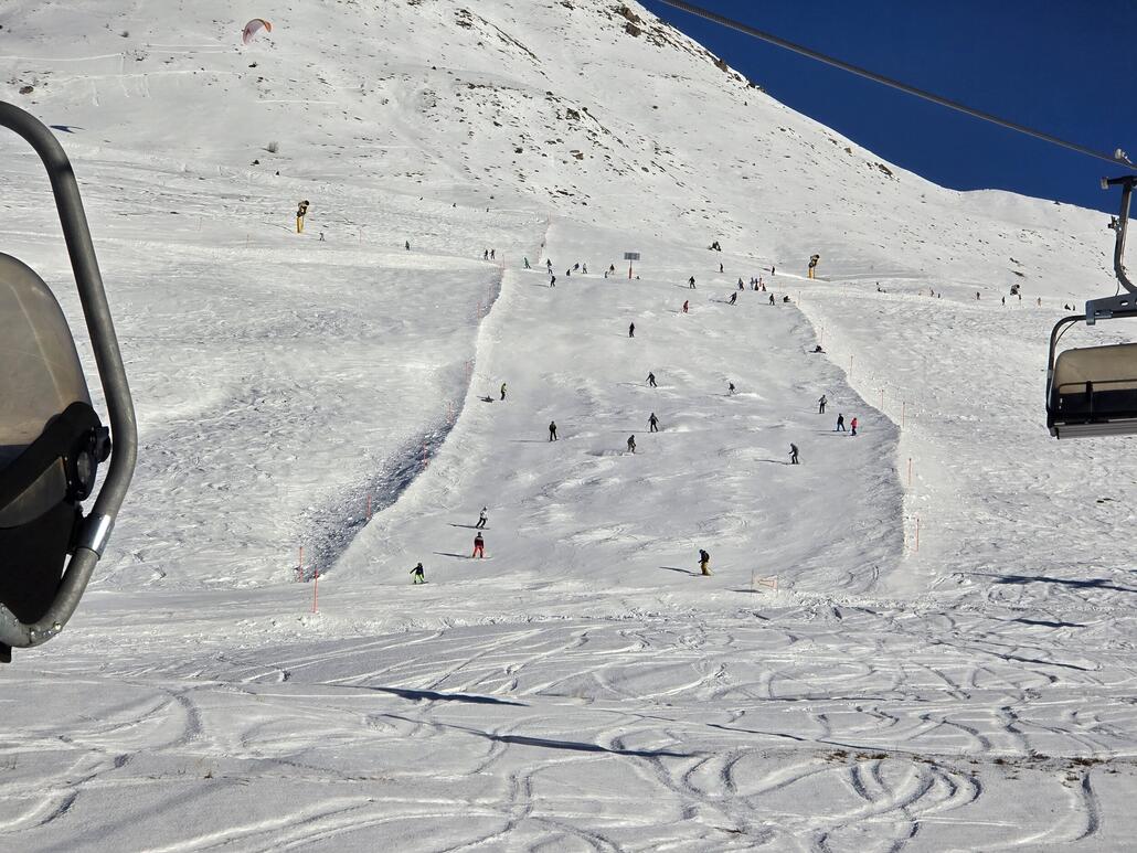 Teilweise ziemliches Gewusel auf der zugehörigen Piste.