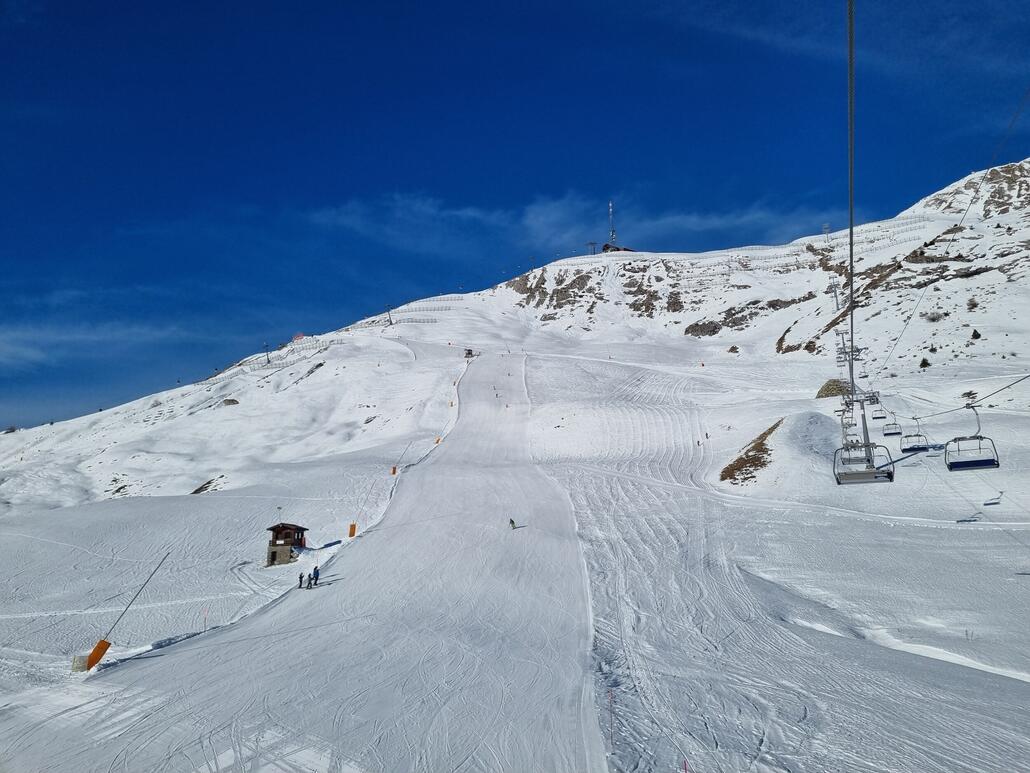 Piste zum Luys Sessel morgens wirklich durchgehend griffig, im mittleren Teil sehr gut zum schnellen Carven