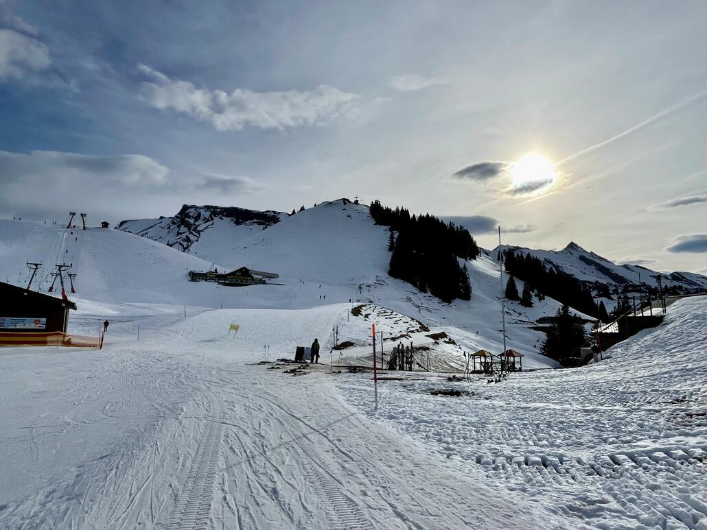 Wir fuhren lieber vorne auf der Klewen. Bessere Pistenverhältnisse
