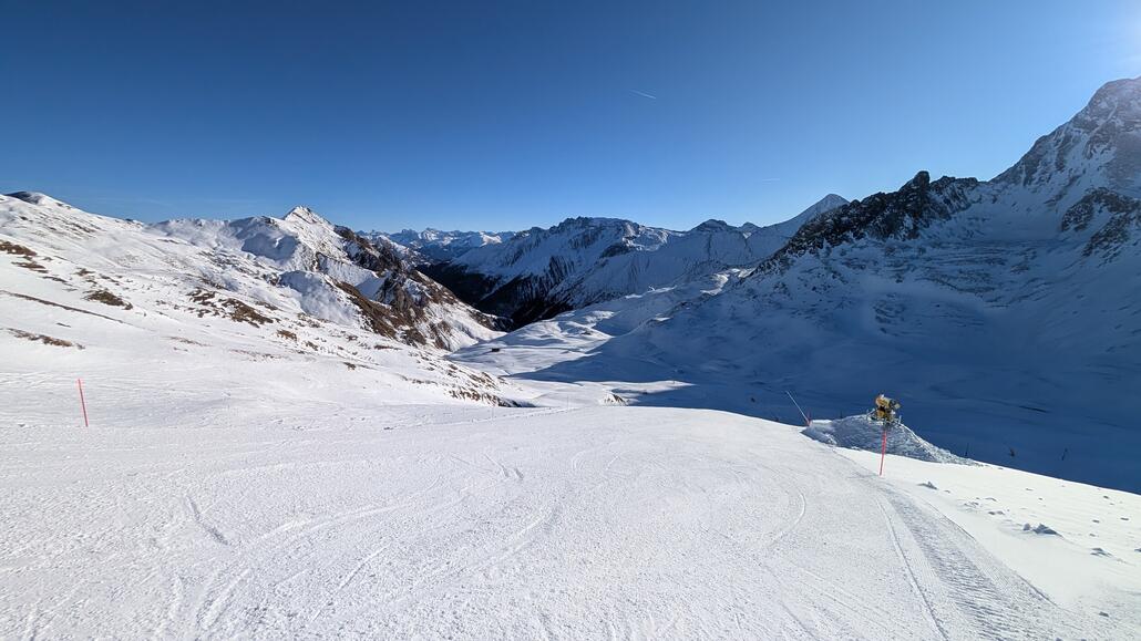 Die Talabfahrt nach Samnaun ist schön zu fahren.