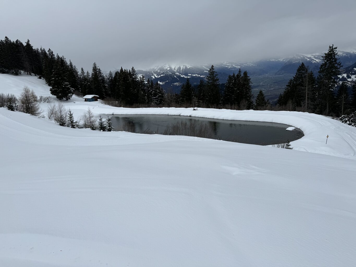 Der Speichersee für die Beschneiung ist voll