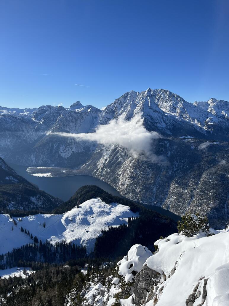 Toller Blick vom Jennergipfel über den fjordartigen Königssee