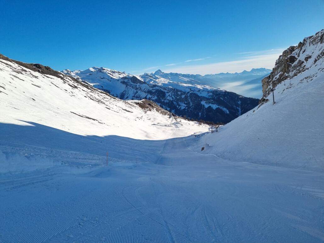 Auf der Les Rousses Seite ähnlich. Oben fantastisch gut...