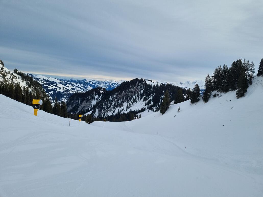 20260113_092527.jpg (515.27 KiB) 1516 mal betrachtet Auf der besagten Abfahrt von der Videmanette. Schnee oben unglaublich griffig. Weiter unten hart, aber noch keine eisigen Stellen