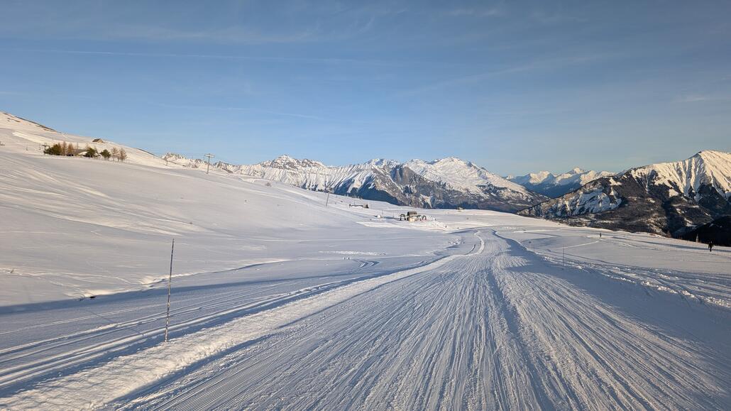 Letzter Lift heute, nochmals hoch in die Sonne mit dem Grand Truc